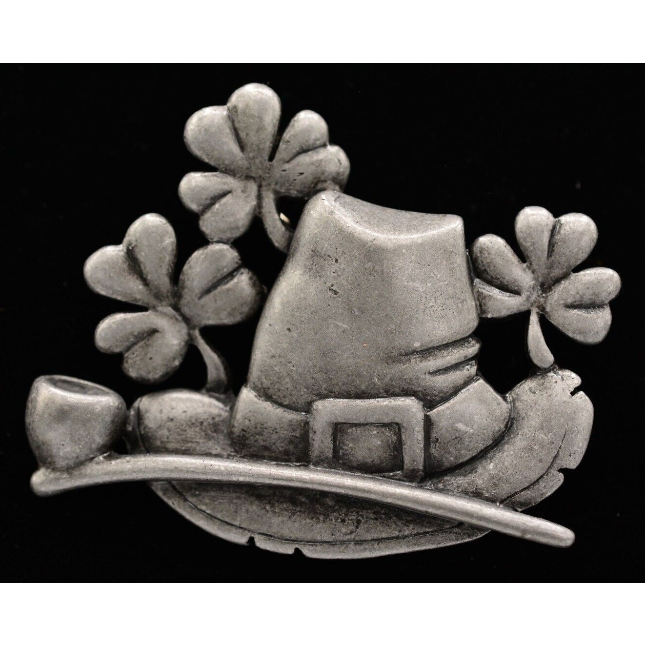 AJC Vintage Leprechaun Pin Brooch Shamrock St. Patrick’s Day Signed NOS BinA3