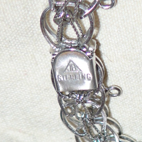 Vintage Jacoby Bender Sterling Silver 925 Link Charm Bracelet Starter JB 7.5″