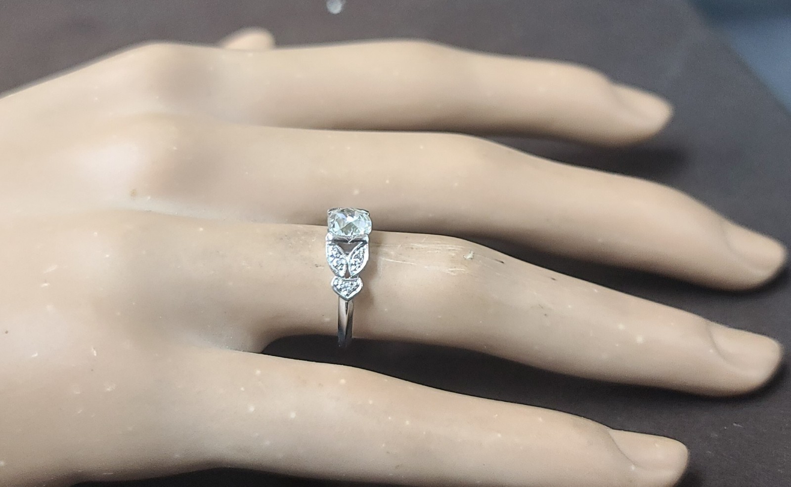 Platinum Vintage Filigree Engagement Ring 0.78ct. Natural Old Mine Cut Diamond