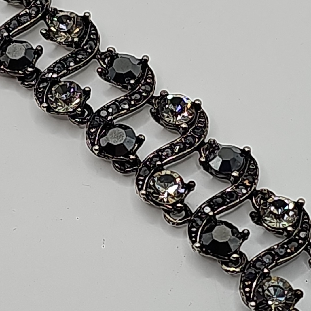 Choker Black & White Rhinestones Goth & Glitz & Glamor 14 Inch
