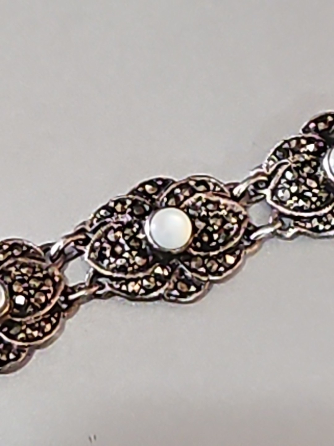 Vintage Sterling Silver 925 Thailand Marcasite Bracelet 7″ (Missing Sm Stones)