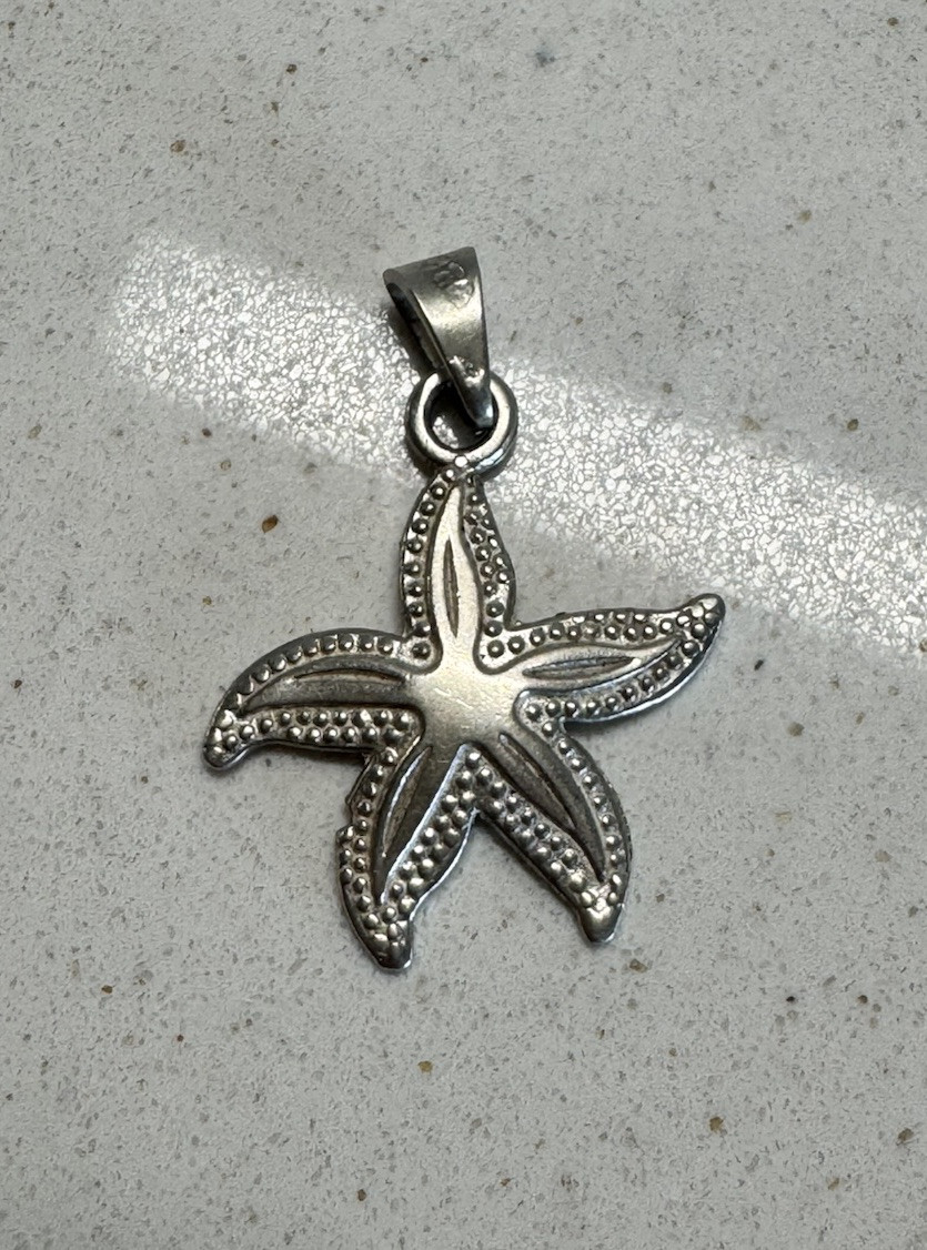 Sterling Silver Hammered Textured Starfish Design Mexican Pendant .925 Taxco Mex