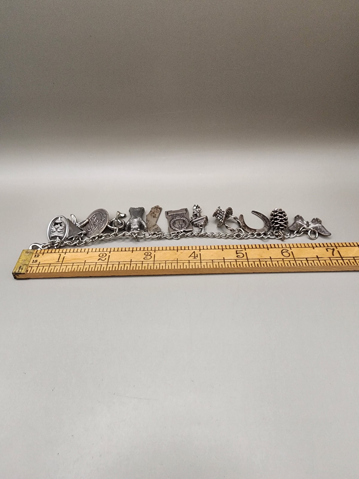 Vintage BEAU Sterling Silver Charm Bracelet 10 Charms Mechanical Theater 40g