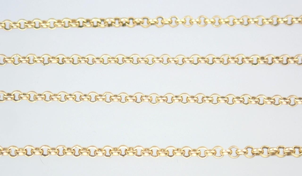 Glowing Vintage 16.5” Solid 9K Yellow Gold 2mm Belcher Chain Necklace 1990