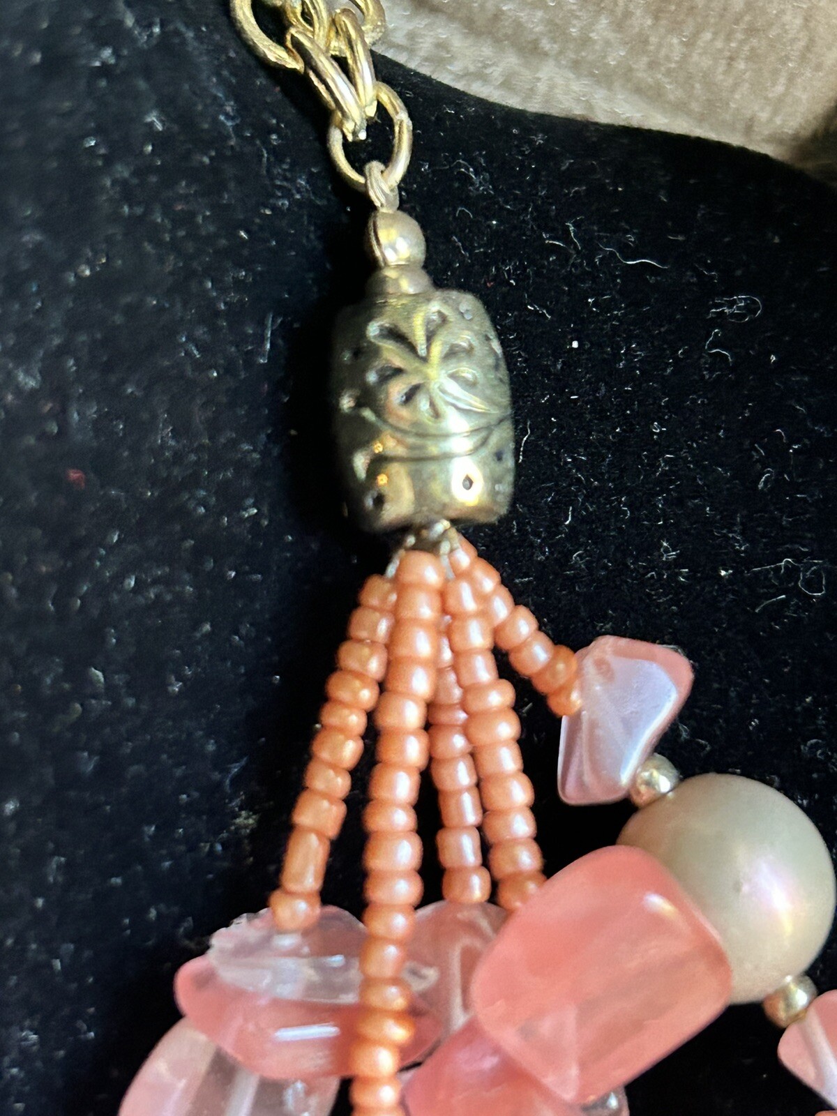 Erica Lyons MultiStrand Pink Mother of Pearl with Red Quartz, Stunning Necklace!