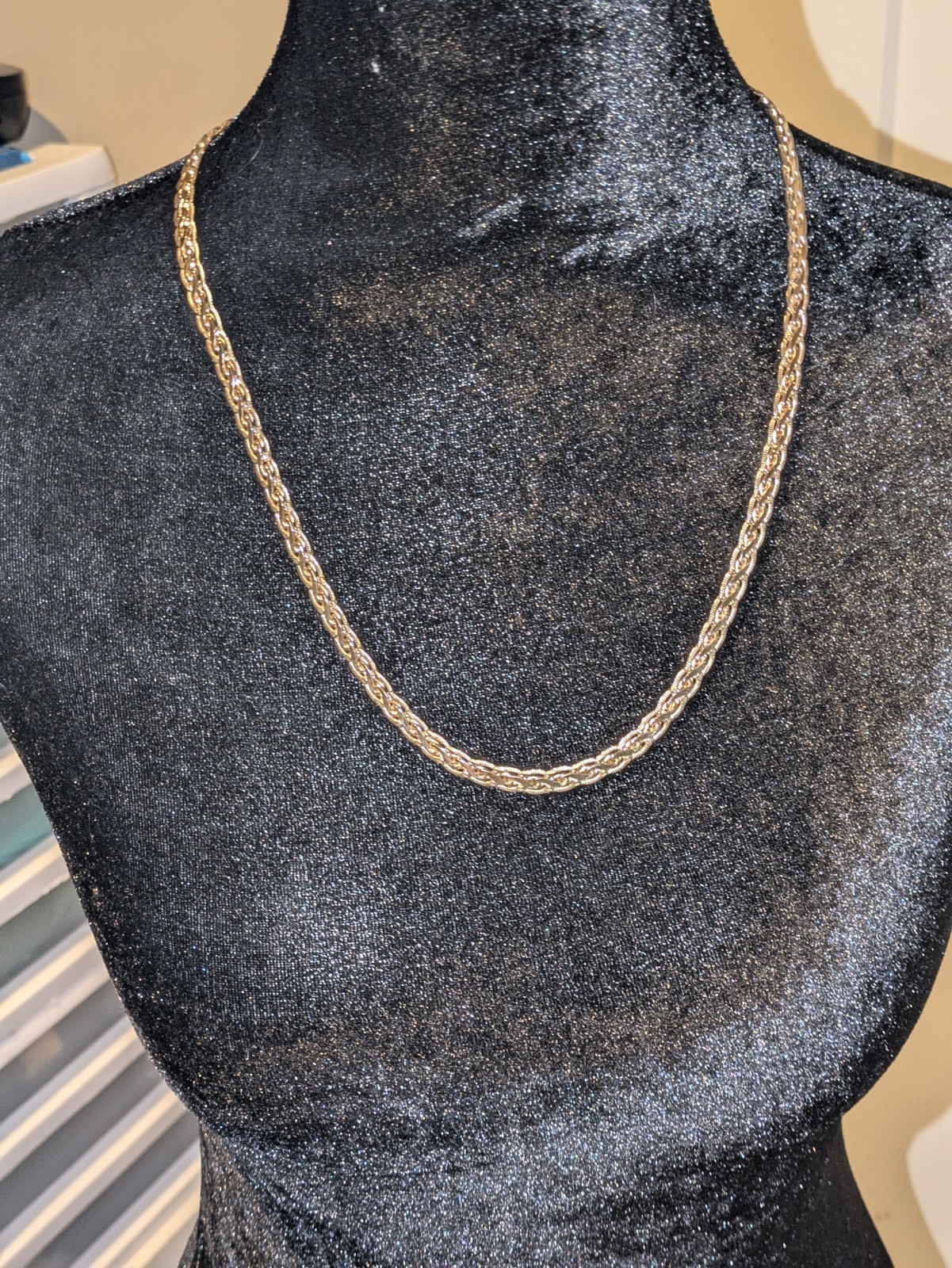 Heavy Vintage 14K Gold-Filled Woven Wheat Chain Necklace – 24 Inches, 49.07g