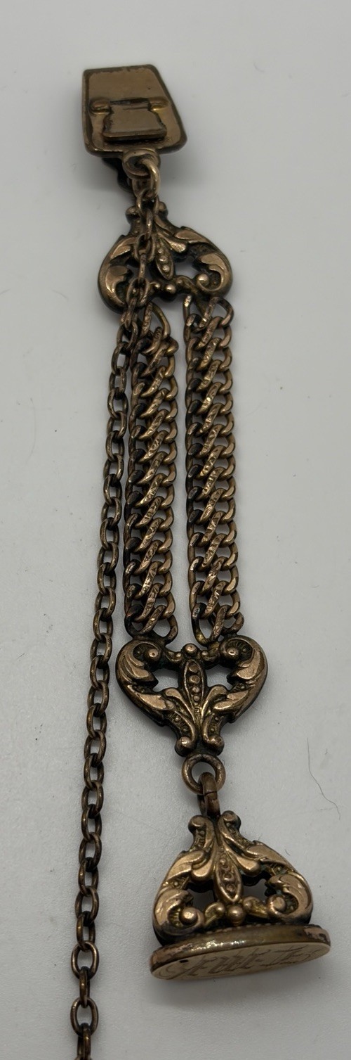 LOT Of 8 Antique Gold Filled Watch Chains Fob, Locket, Brooch, Pendant