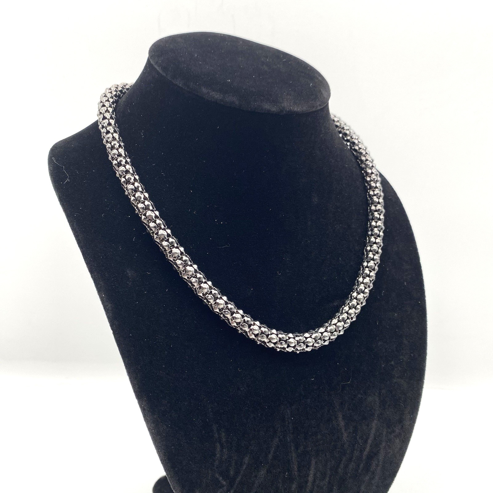 Black Gun Metal Snake Rope Chain Necklace 17″ Lobster Claw Clasp