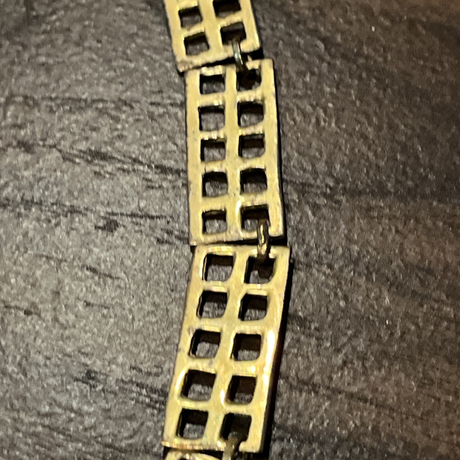 VTG Crown Trifari Jewelry gold tone panel necklace geometric design matte finish