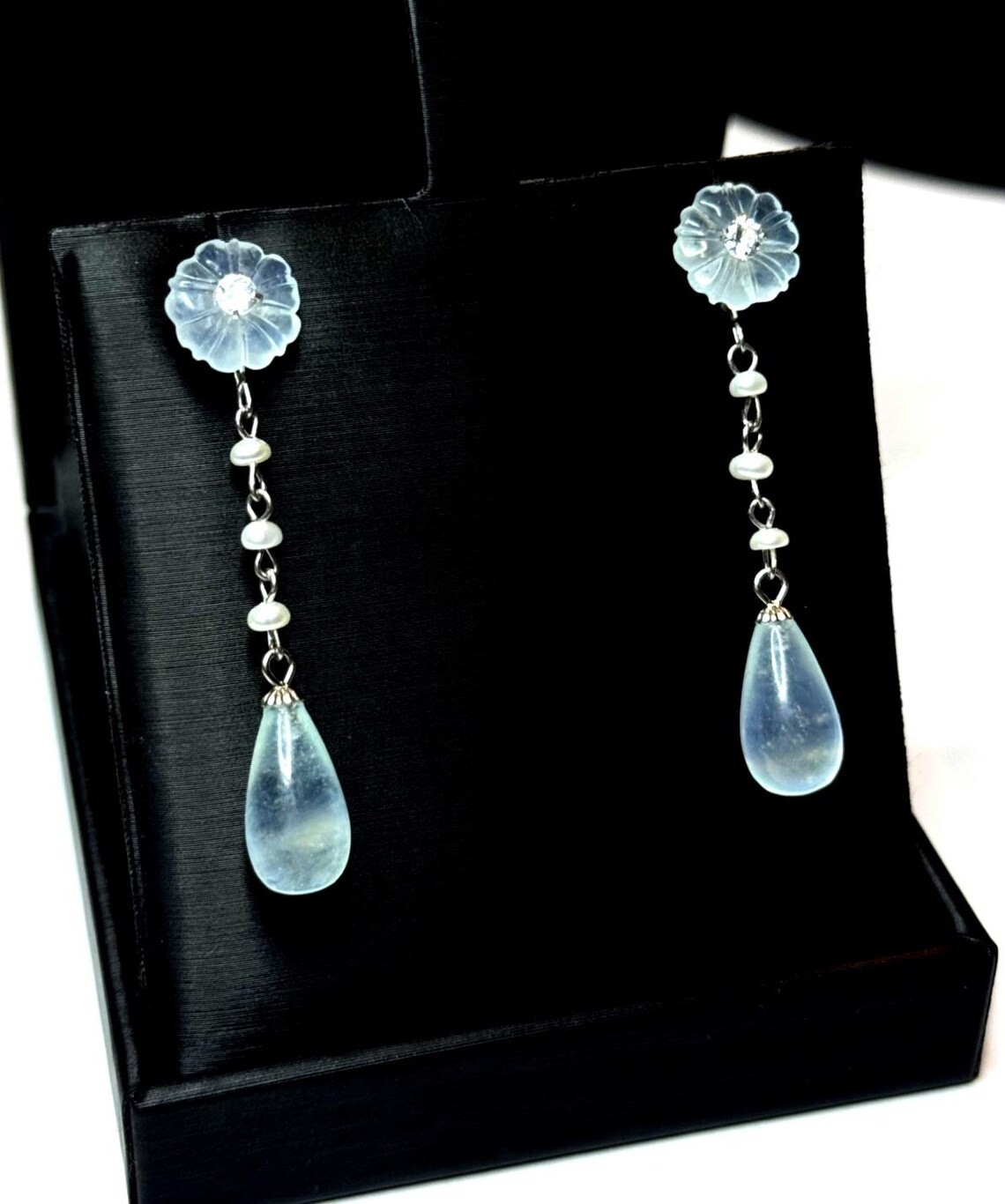 aquamarine earrings natural fresh water pearls 925 Sterling silver