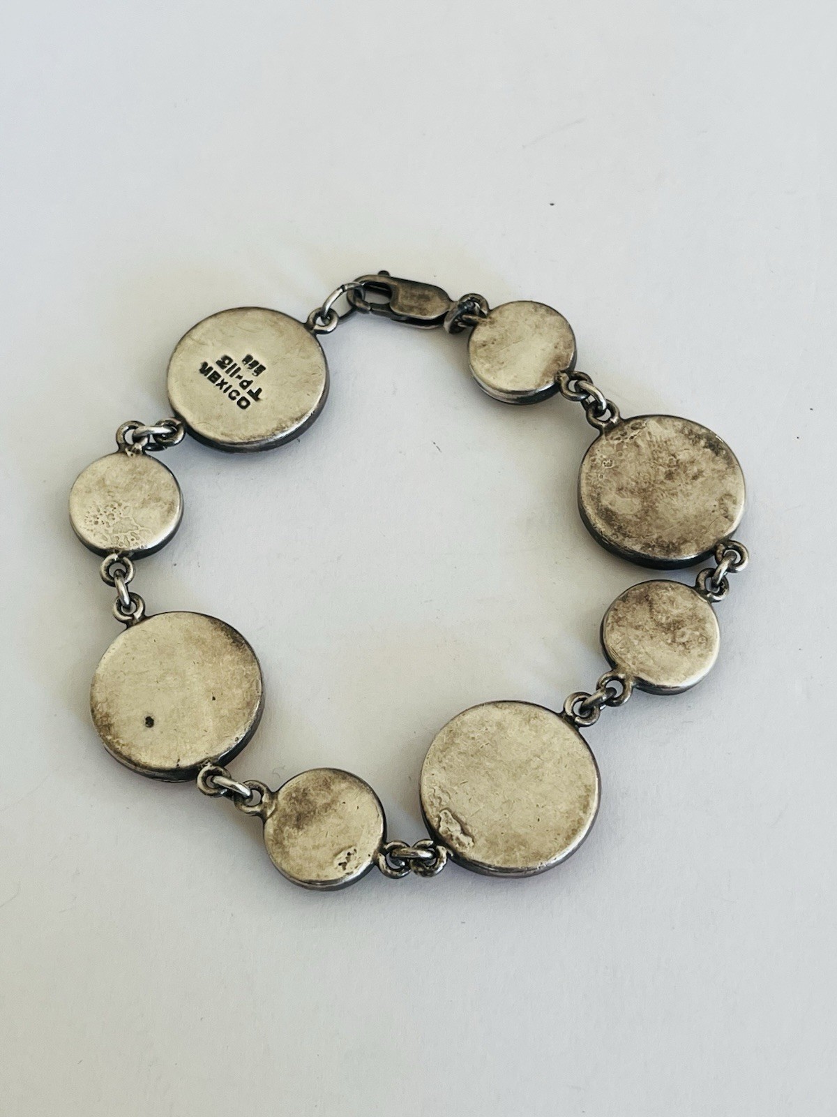 Vintage Sterling Silver Taxco Mexico Mustard Rice Hemp Seed Link Bracelet Rare