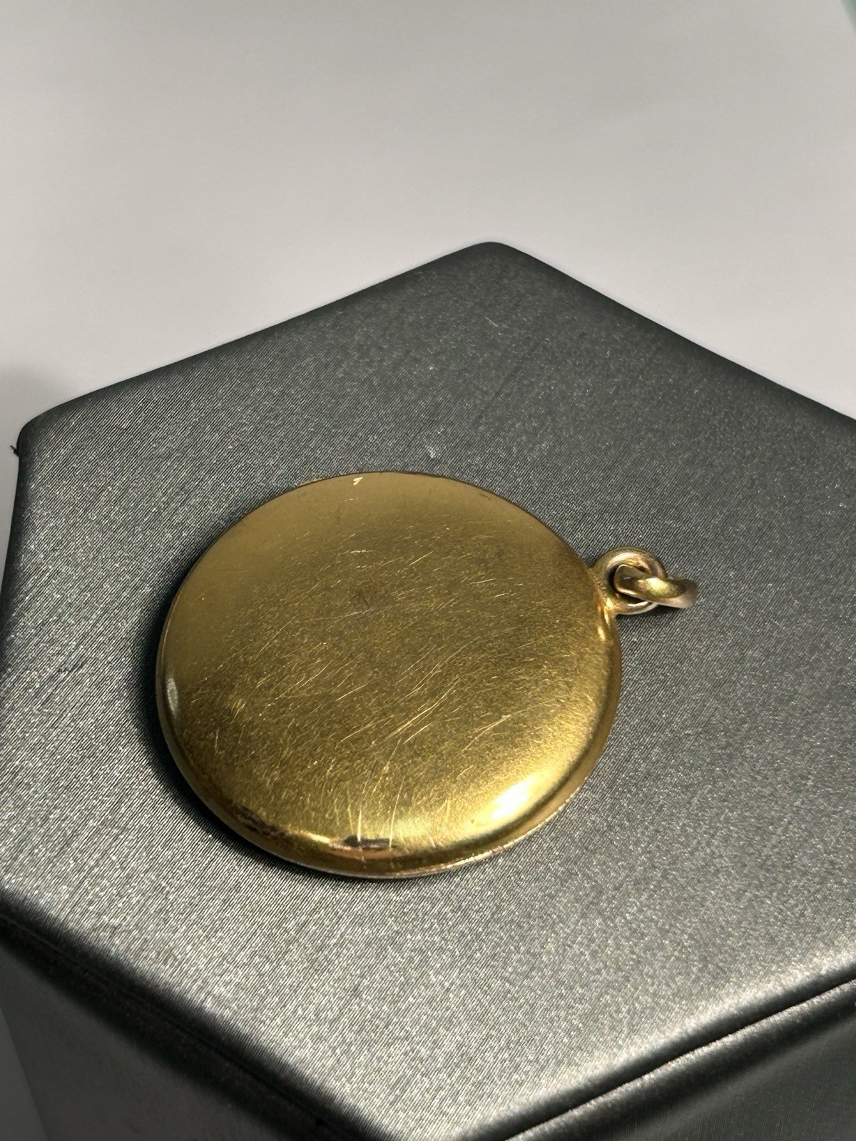 Vintage Art Nouveau Gold Filled Lady Portrait Round Locket Pendant