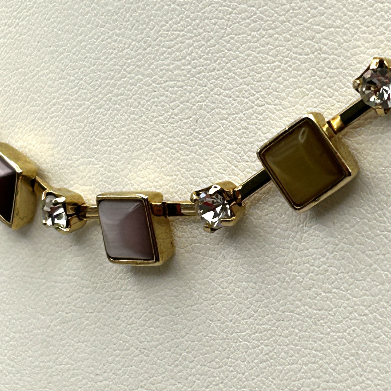 Vintage Marvella Square Glass Rhinestone Necklace with Original Tags