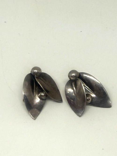 Vintage N.E. FROM Niels Erik Denmark MCM 925 Sterling Modernist ClipOn Earrings