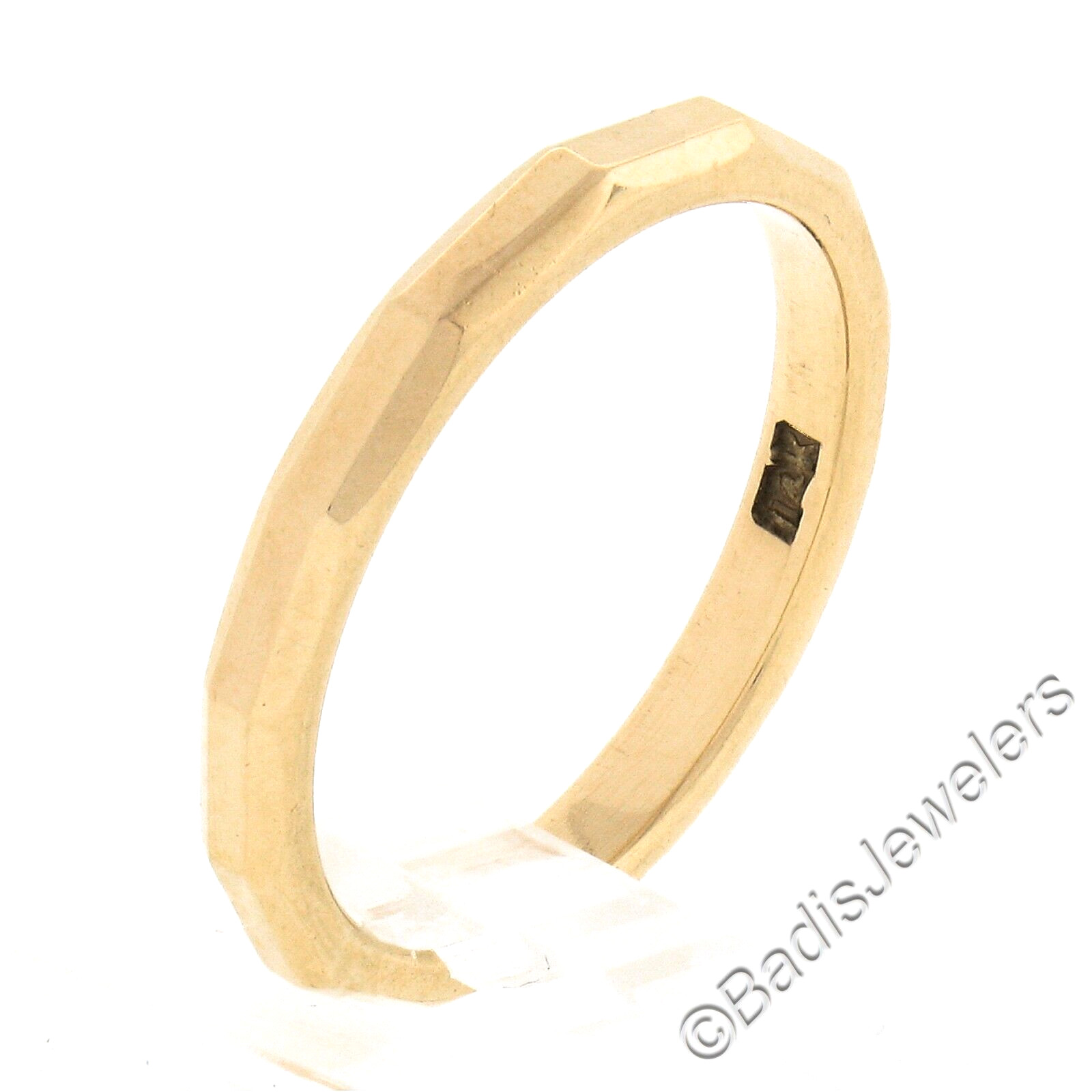 Antique 14k Yellow Gold 2.5mm Polished Faceted Eternity Stack Wedding Band Ring