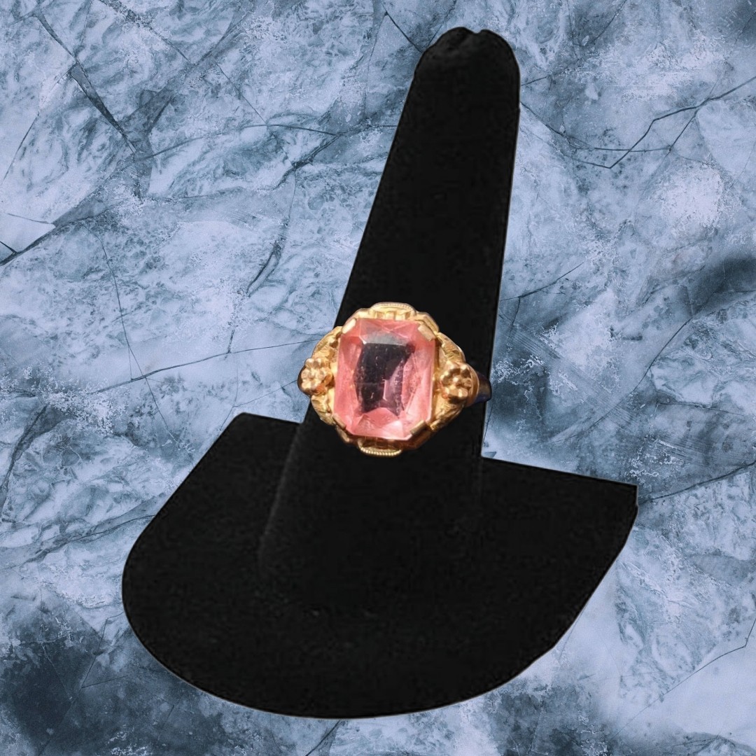 1940s BDA 10K Pink Sapphire Ring