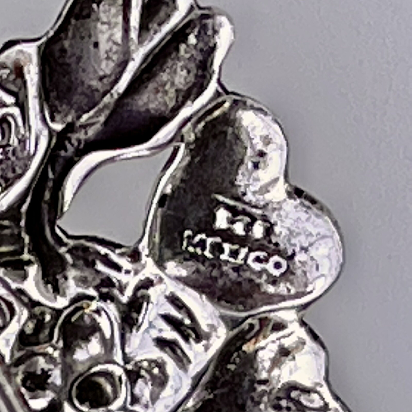 Mary Engelbreit Hearts Flowers Basket Brooch Signed ME 925 Sterling Silver Mex