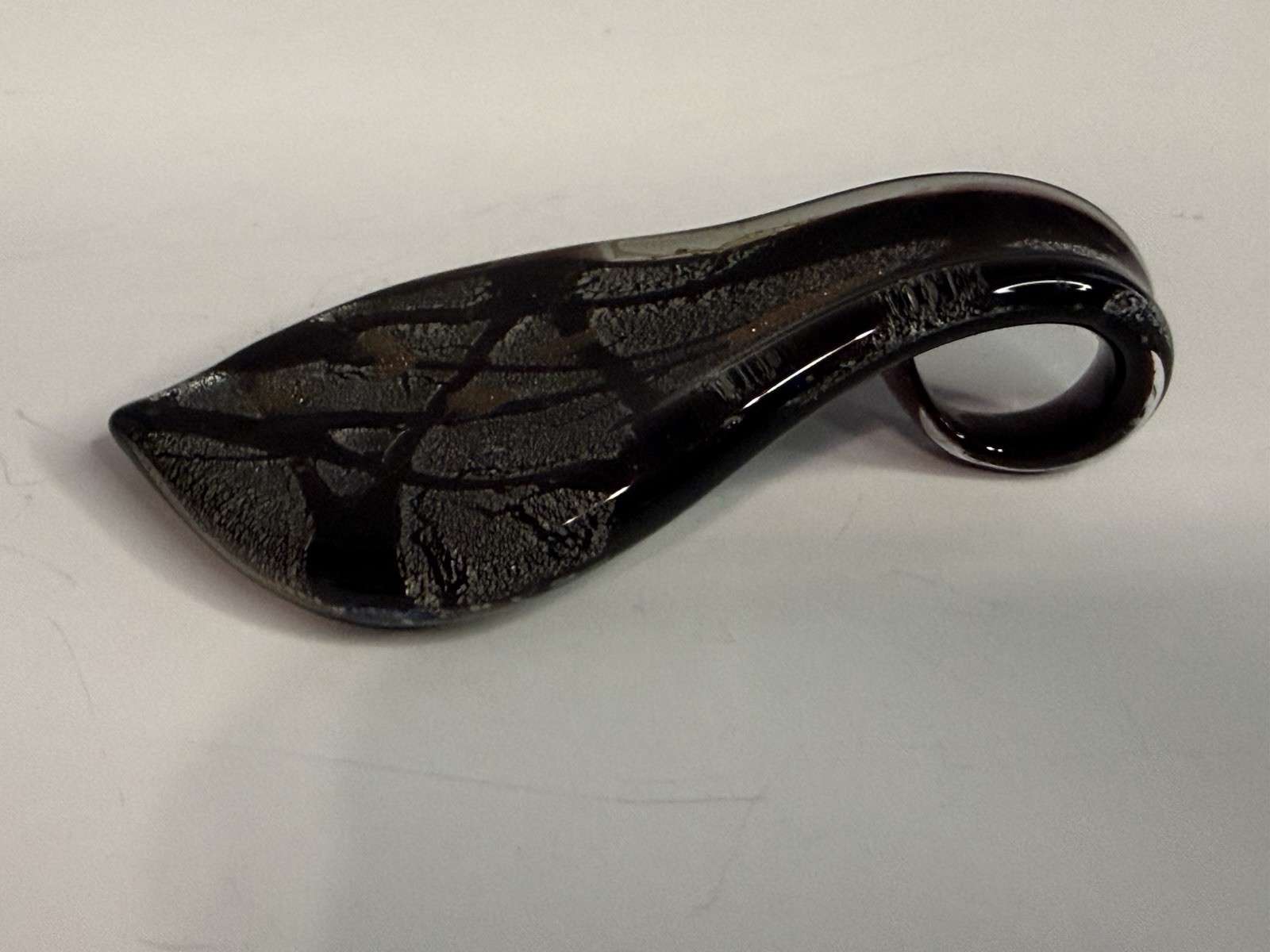 Collectible Pendant Glass Earth Tones Black Gold Gray Rust