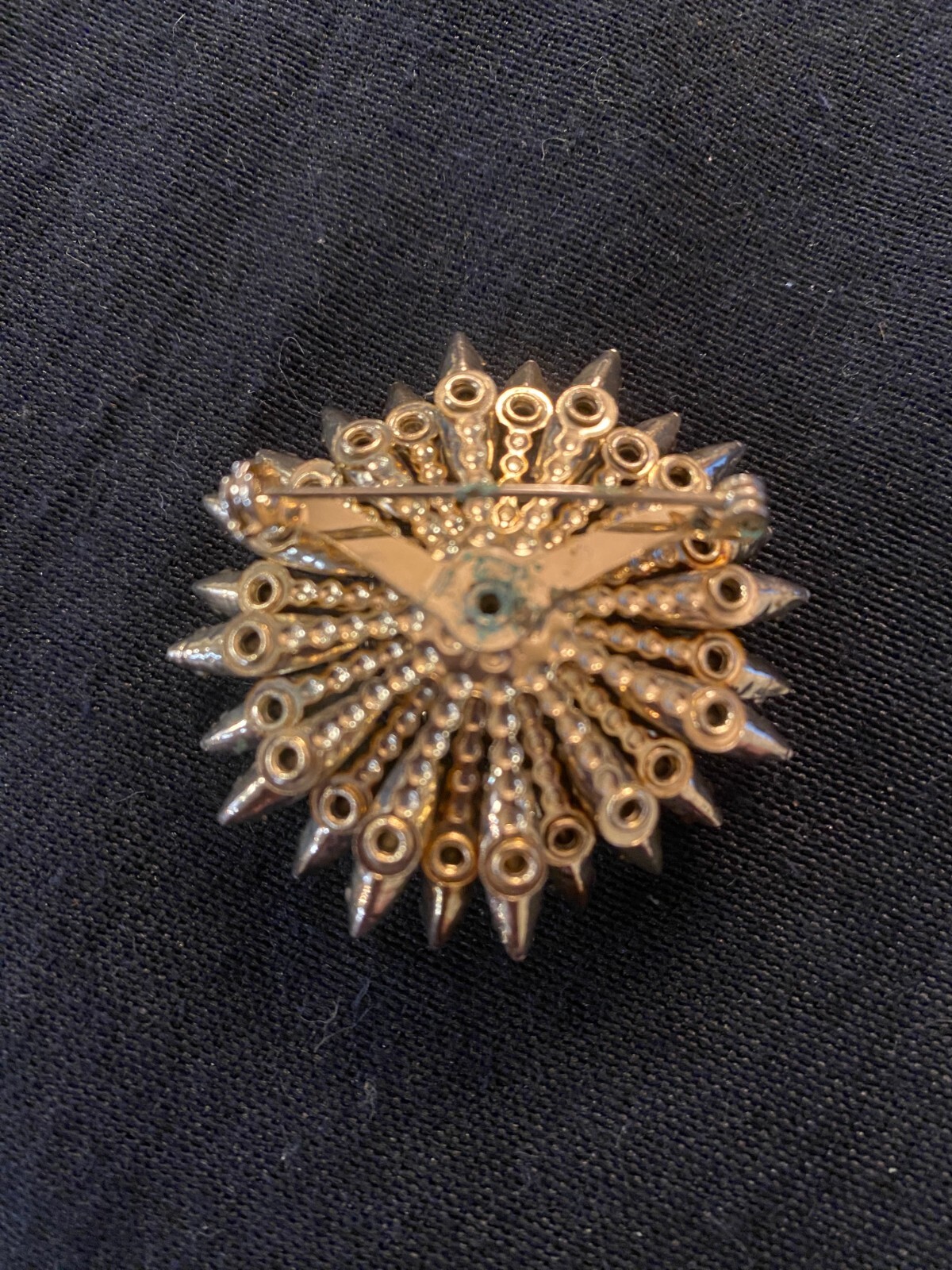 Vintage Tiered Daisy in Fall Colors Flower Rhinestone Pin Brooch