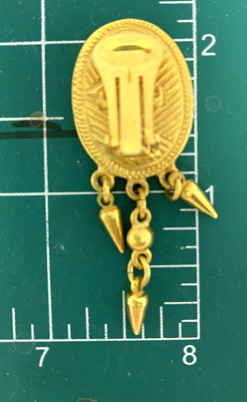 VTG Classique Entier Statement Gold Tone coin&fringe clip ons Earings RomanGreco