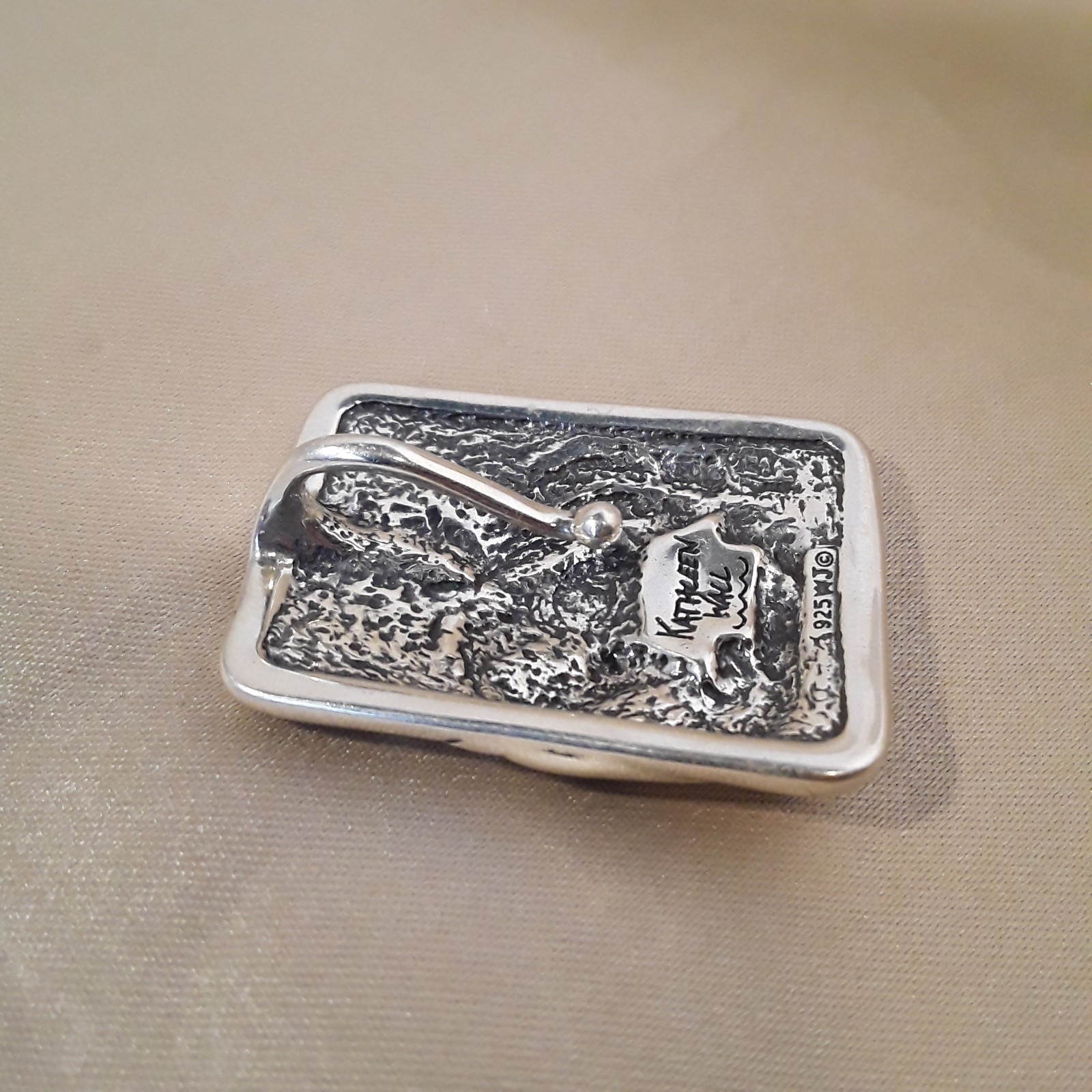 Kathleen Wall Sterling Silver 925 Coral Pendant Pueblo Southwestern Inlay