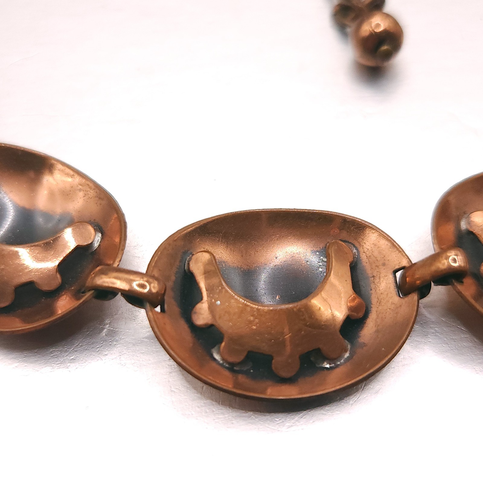 Vintage Solid Copper South Western Modern Collar Statement Necklace 16″