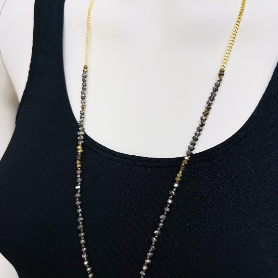 Nakamol Boho Gold Tassel Necklace Long Beaded Chain Layering Statement Piece