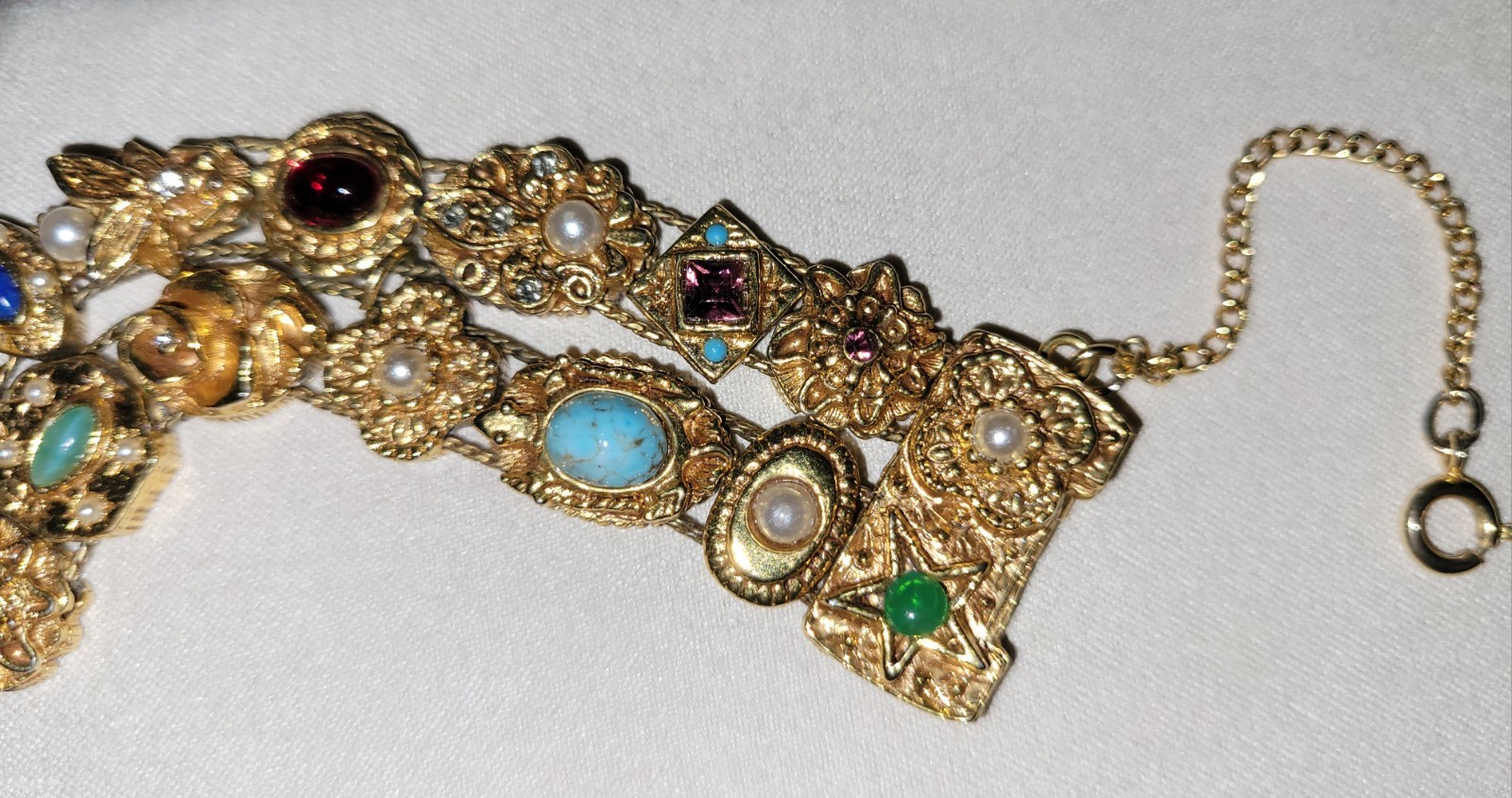 Vintage Goldette Double Row Slide Bracelet Charms
