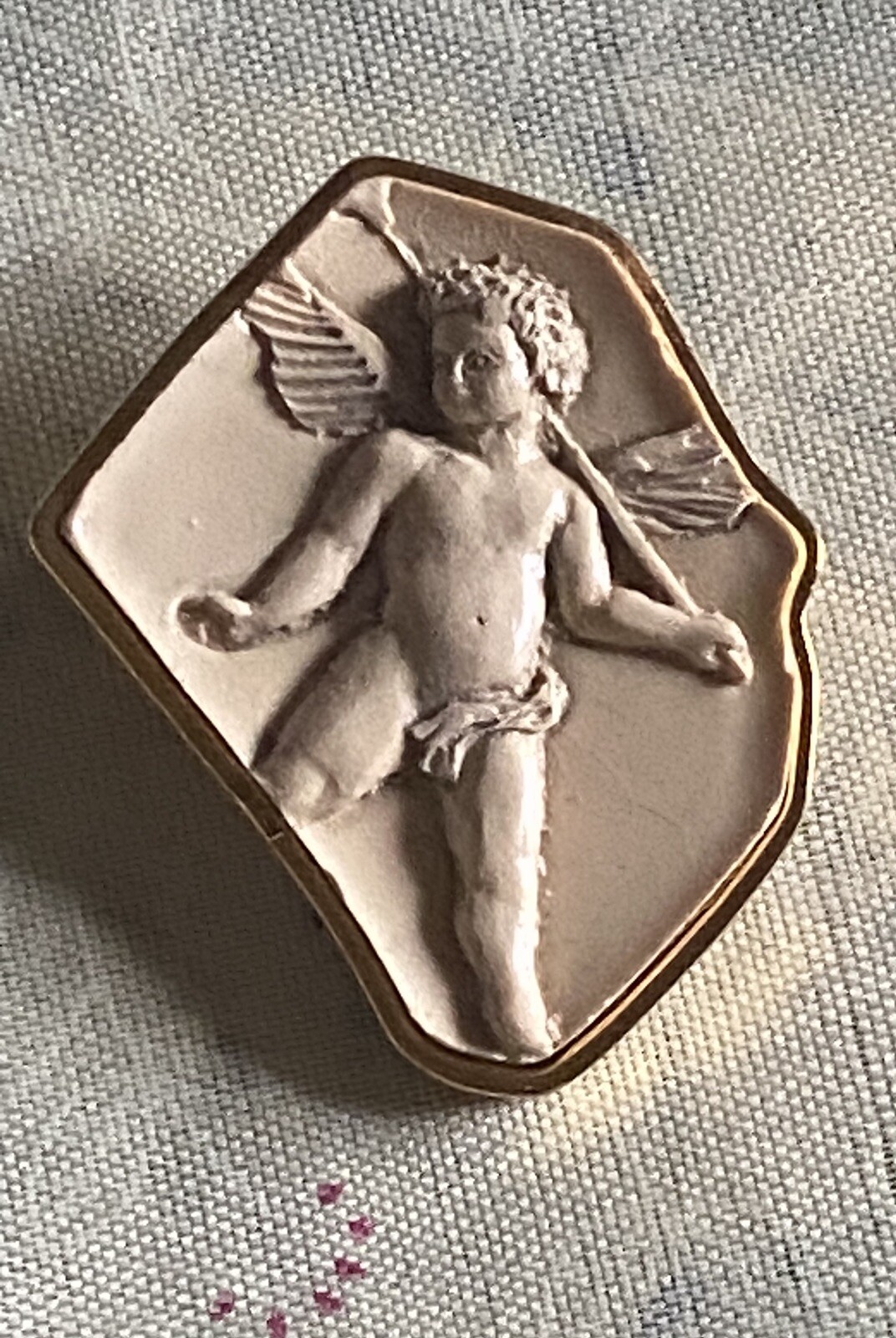 Vintage Vatican Library Collection Cherub Brooch W/Raised Relief