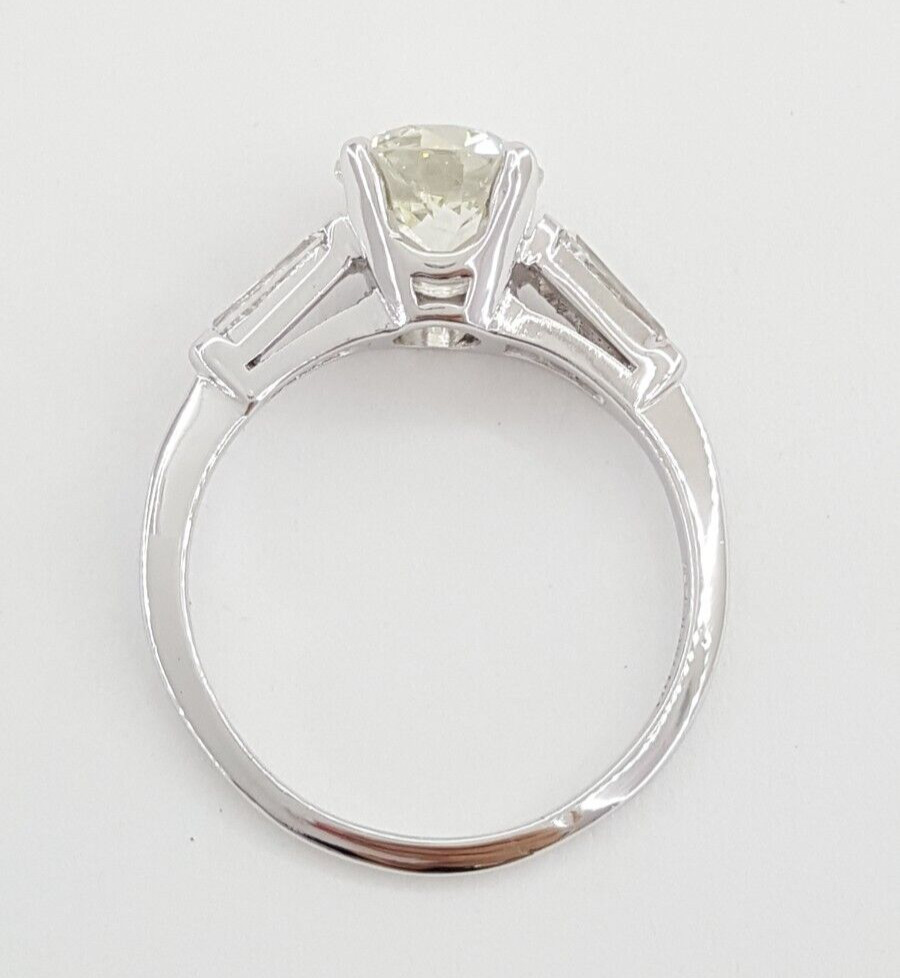 Antique Old European Cut Diamond 3-Stone Engagement Ring GIA 2.19 ct Platinum