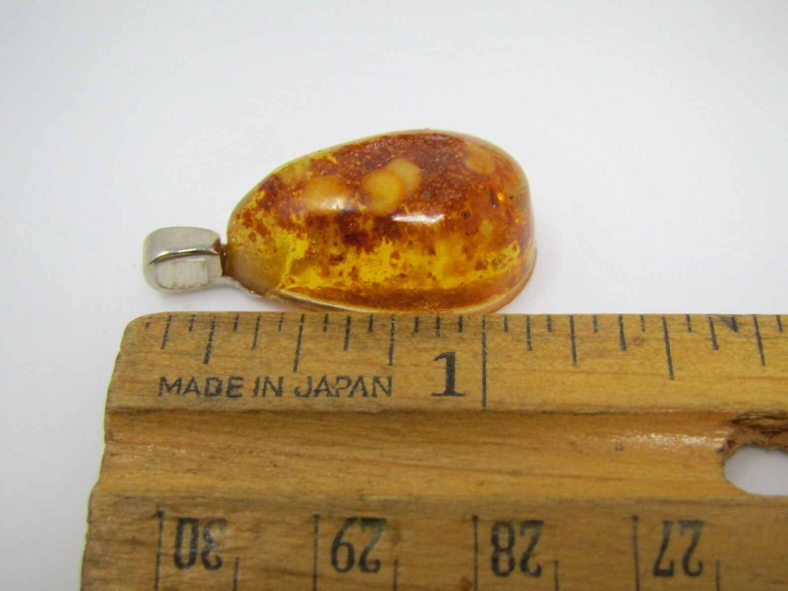 Vintage Teardrop Pendant Amber Color Resin Butterscotch Swirl Boho Hippie