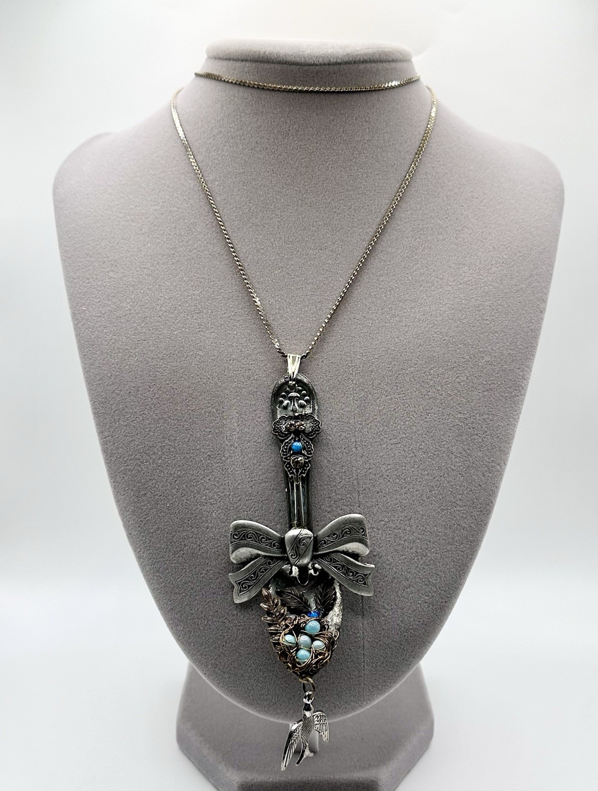 Artisan Vintage Spoon Pendant Necklace Decorative Southwestern Nature 24”