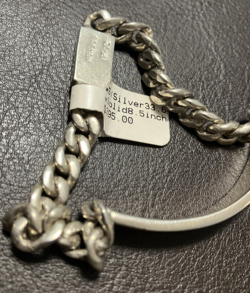 Mexico IF-02 Sterling Silver 925 Cuban ID Bracelet Solid 33 Grams 8.5 Inches