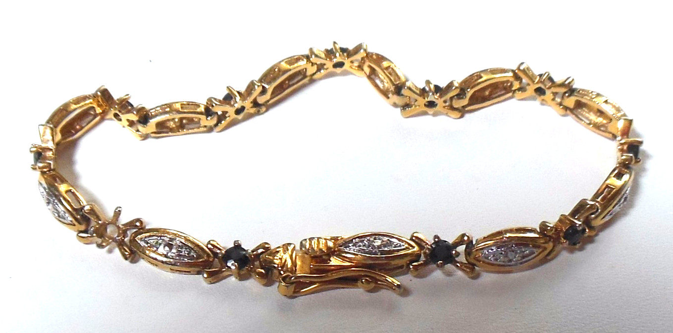 925 DBJ Dark Blue Stone Tennis Bracelet 7″