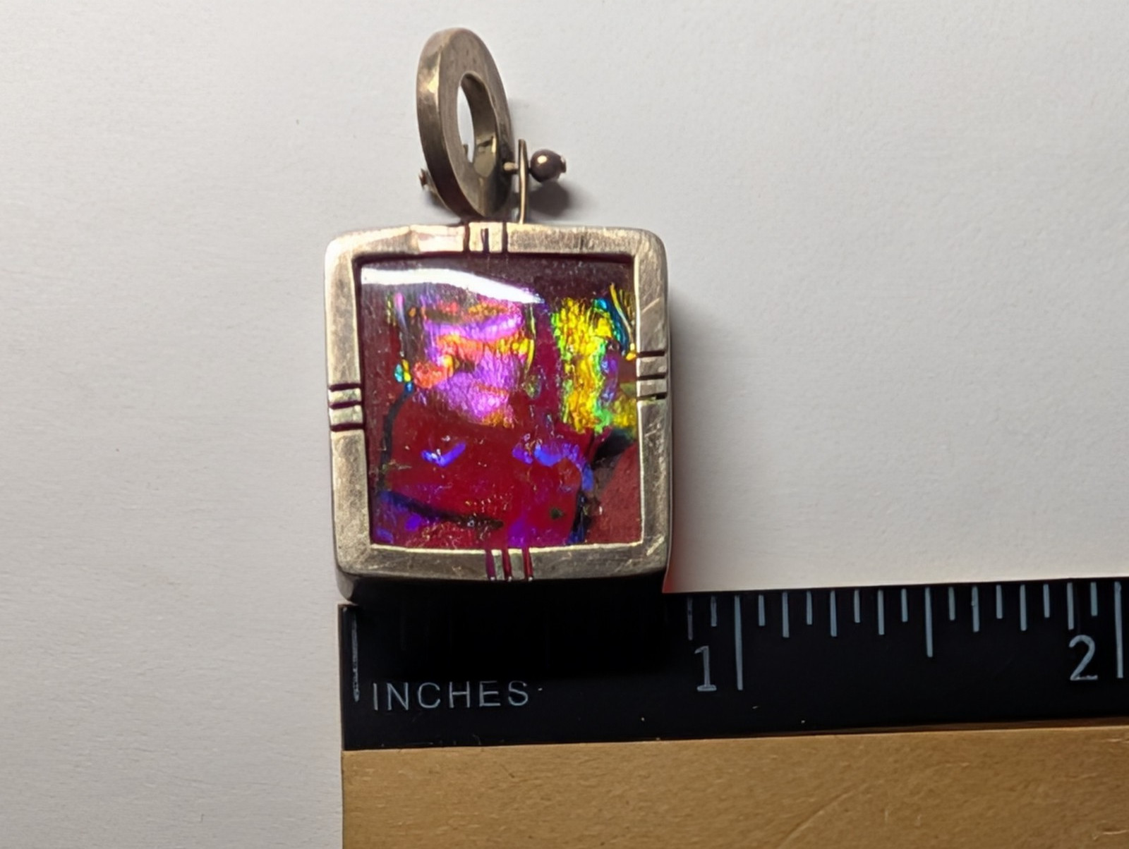 VINTAGE DICHROIC STERLING SILVER PENDANT SIGNED MEX925 R*G WEIGHS 13+ GRAMS