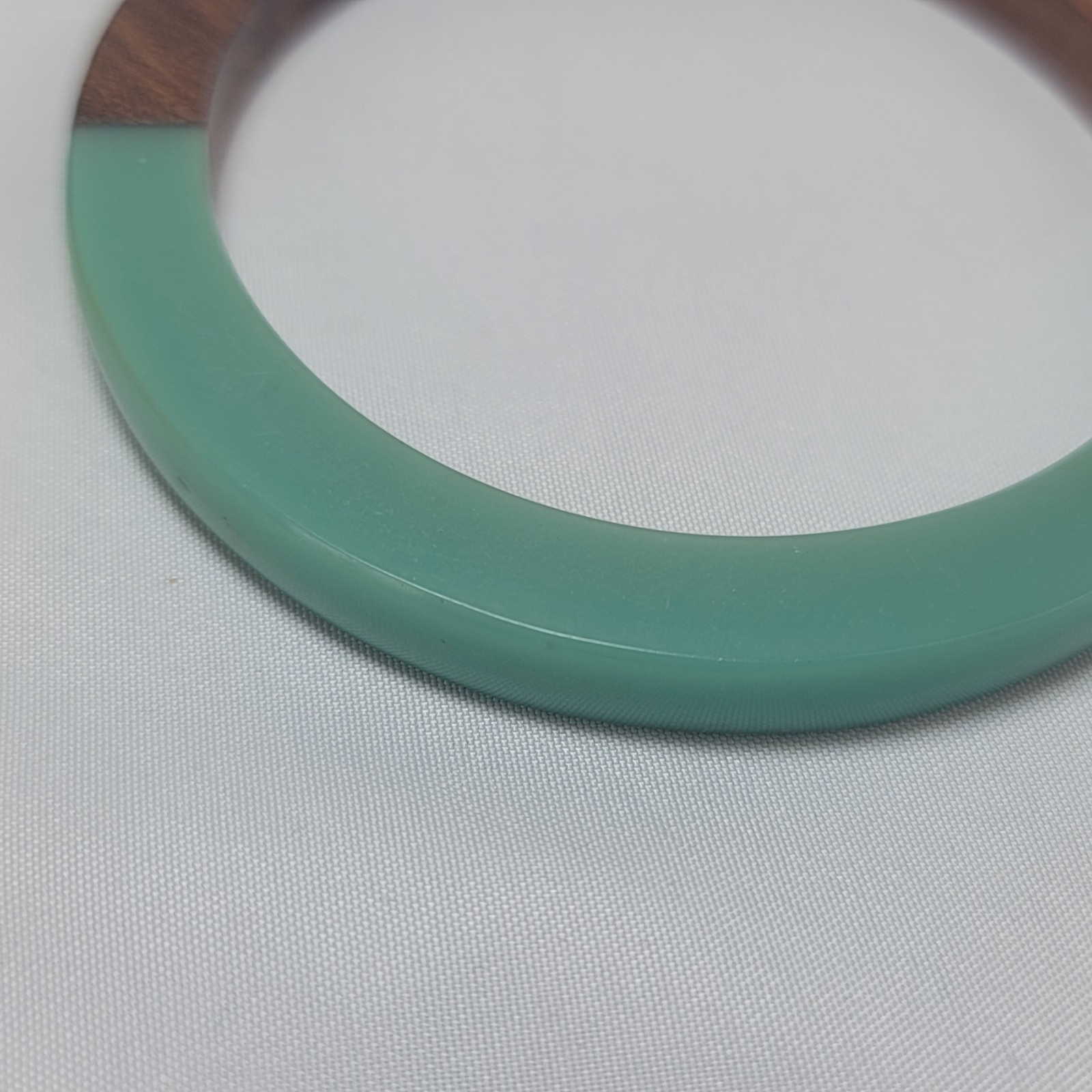 A Yellow and Green Lucite Resin & Wood Bangle Bracelet Set Modern Boho Jewelry