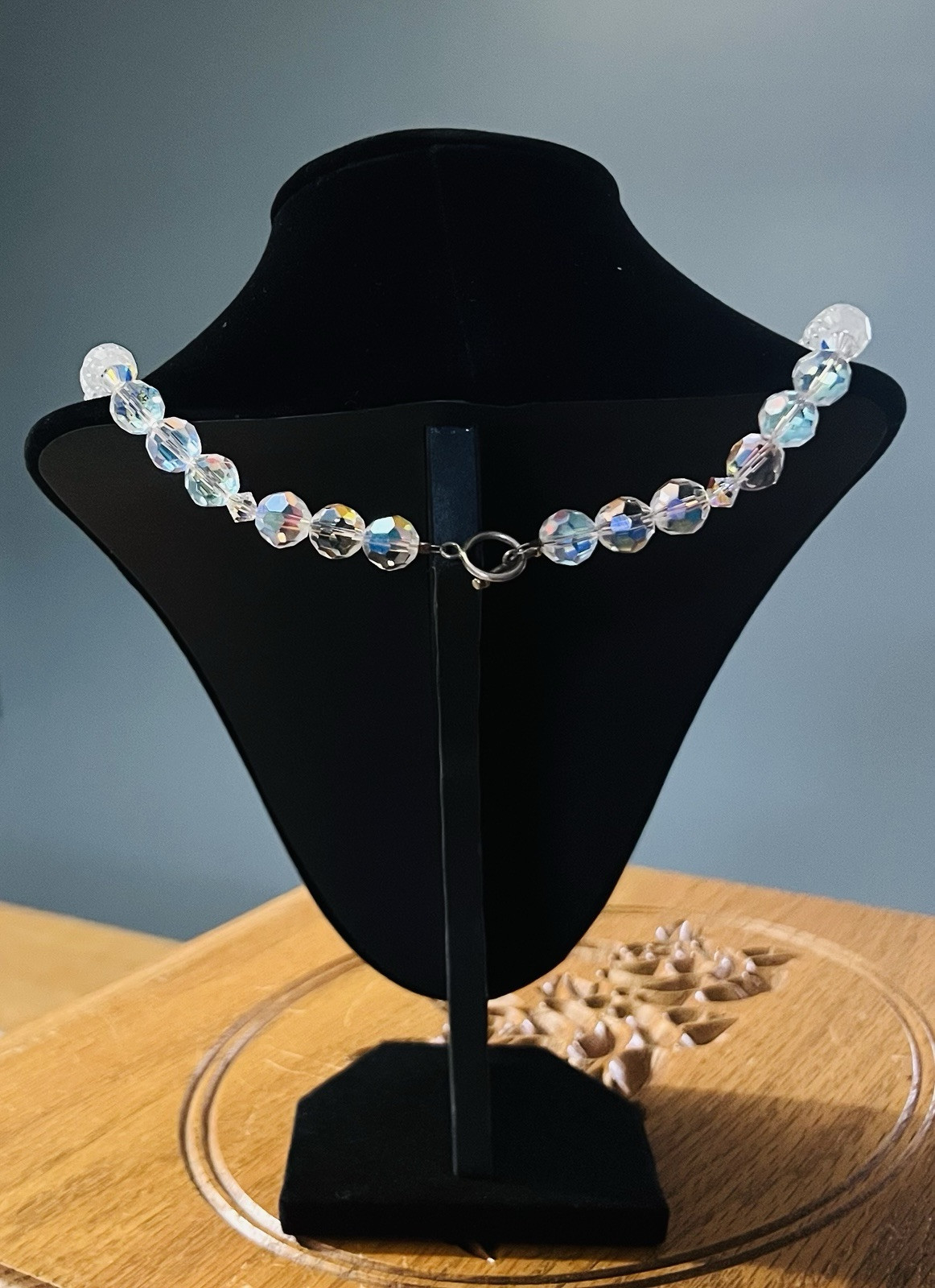 Vintage Crystal Heart Pendant & Crystal Necklace 22 Inches Long