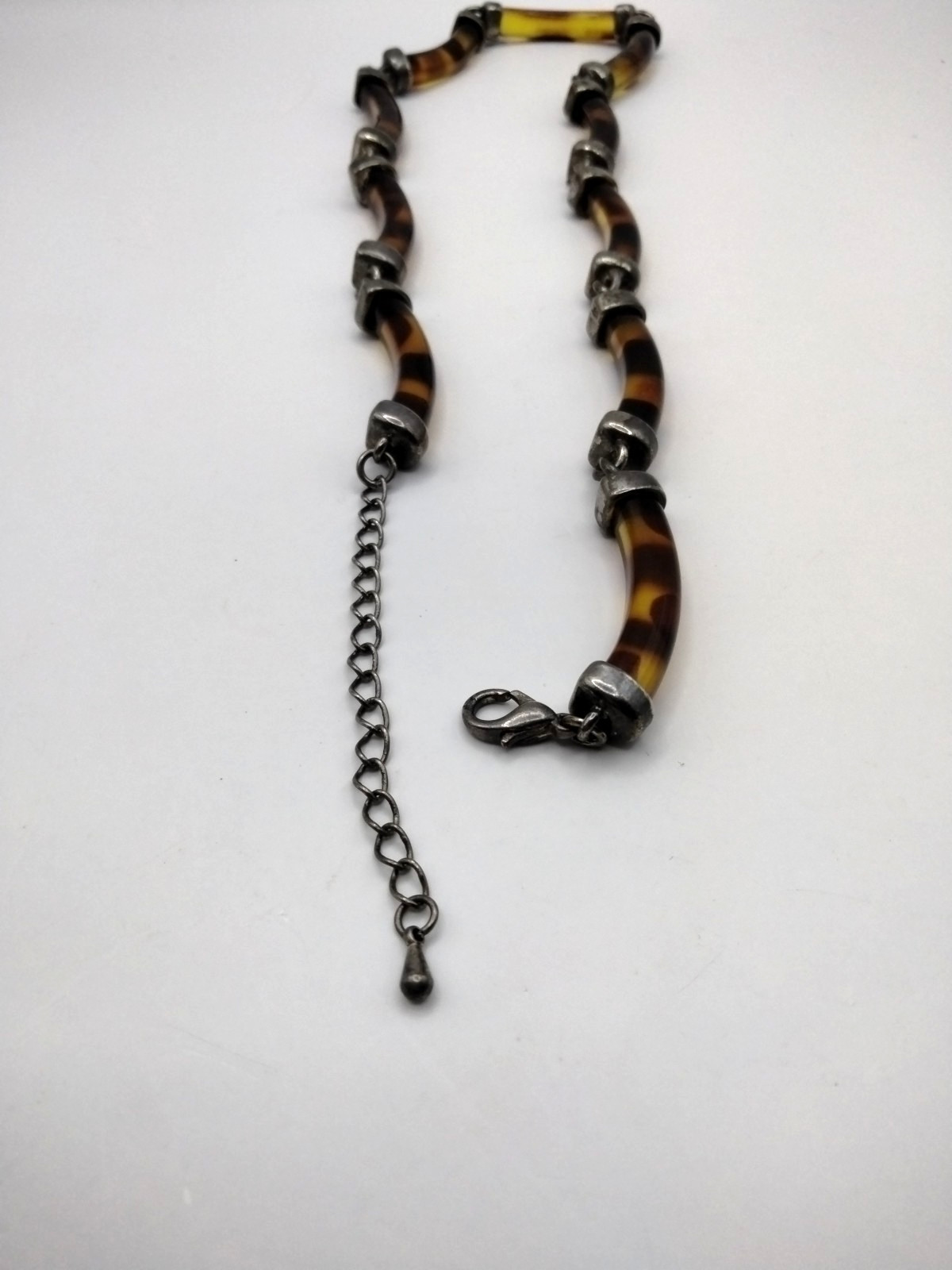 Vintage Faux Tortoise Shell Acrylic Necklace Adjustable