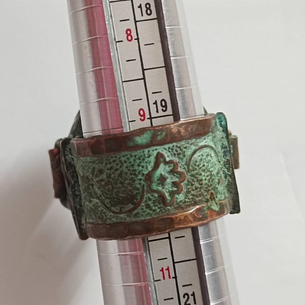 Rare Handmade Egyptian Falcon Copper Ring Turquoise Stone Antique Style Jewelry