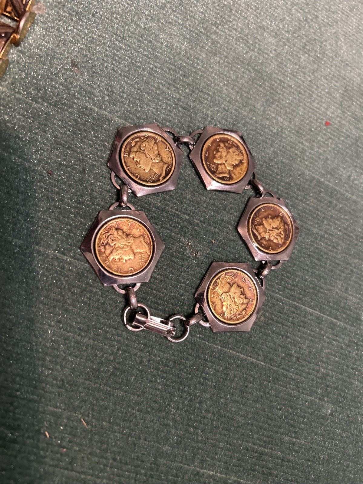 MERCURY DIME Coin Jewelry BRACELET 7.5″ 90% Silver Not Sterling Holders