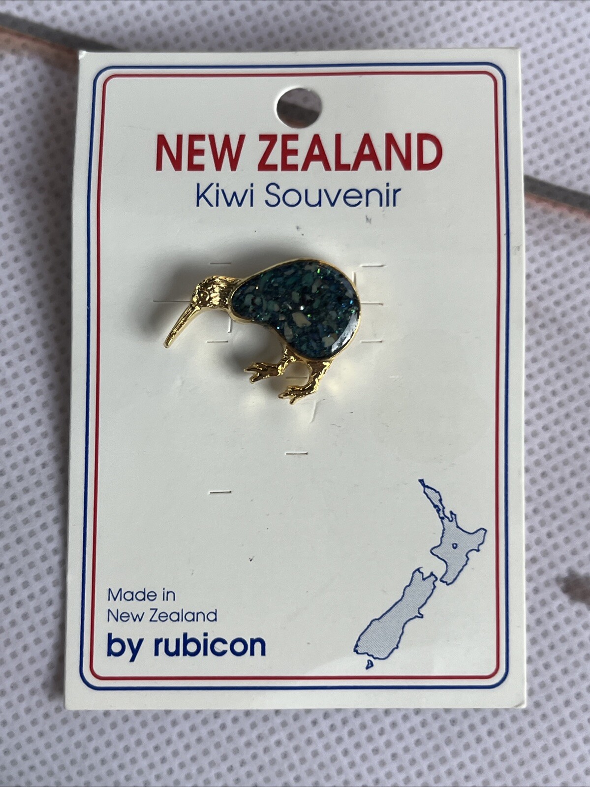 Vintage New Zealand Paua Abalone Shell Tiny Petite Kiwi Bird Brooch Or Pin