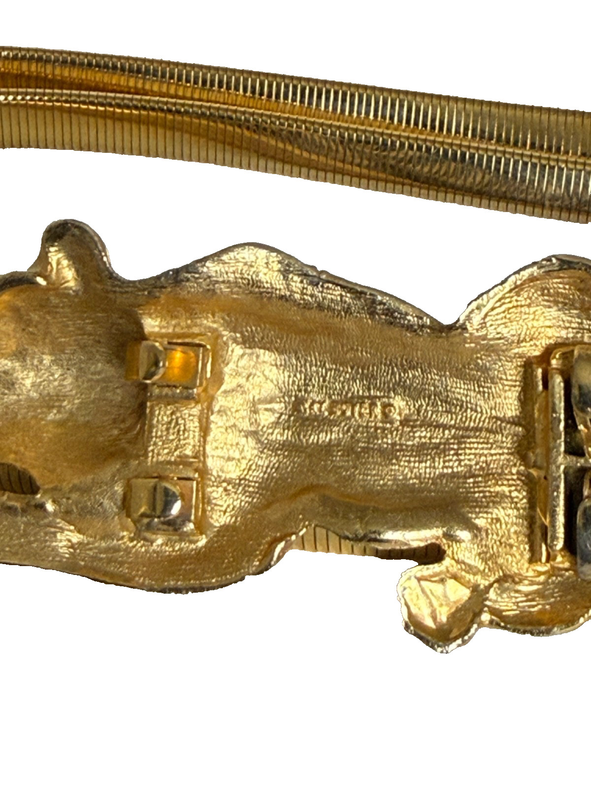 Fabulous vintage Designer Gay Boyer Gold tone Panther Buckle Signed RARE