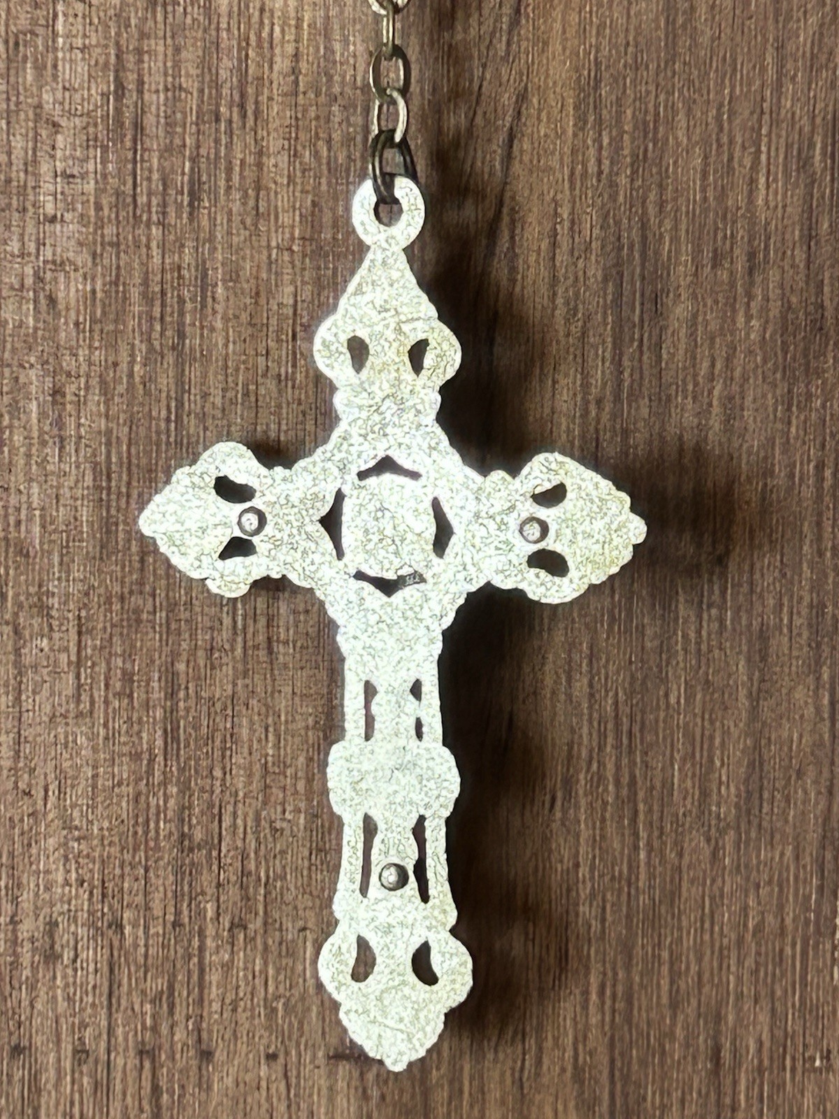 VINTAGE ROSARY BEADS CROSS CRUCIFIX INRI ITALIAN 21” LONG
