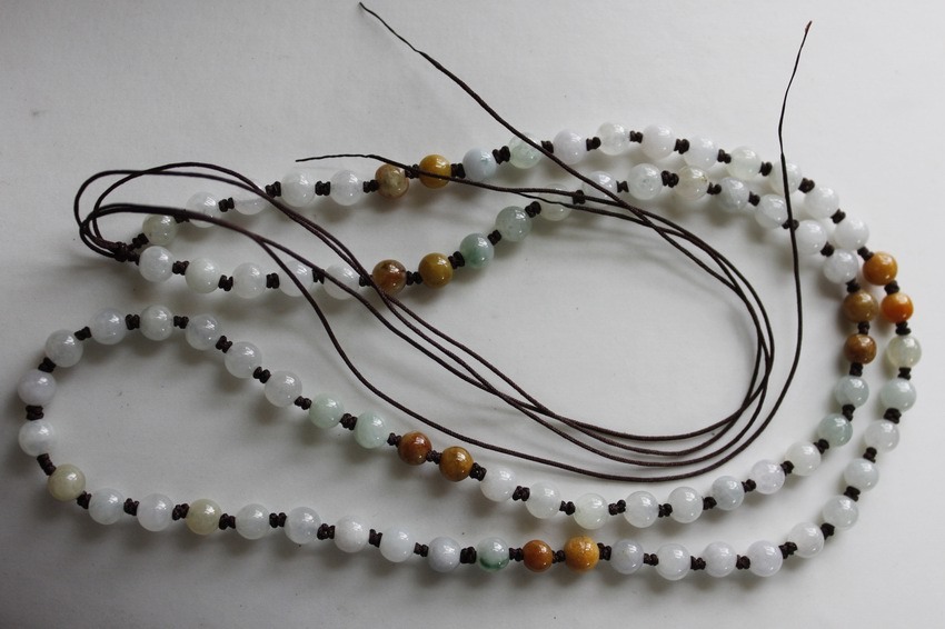 Hand Knotted String JADE Beads Necklace Thread Charm Pendant Jewelry Making #113