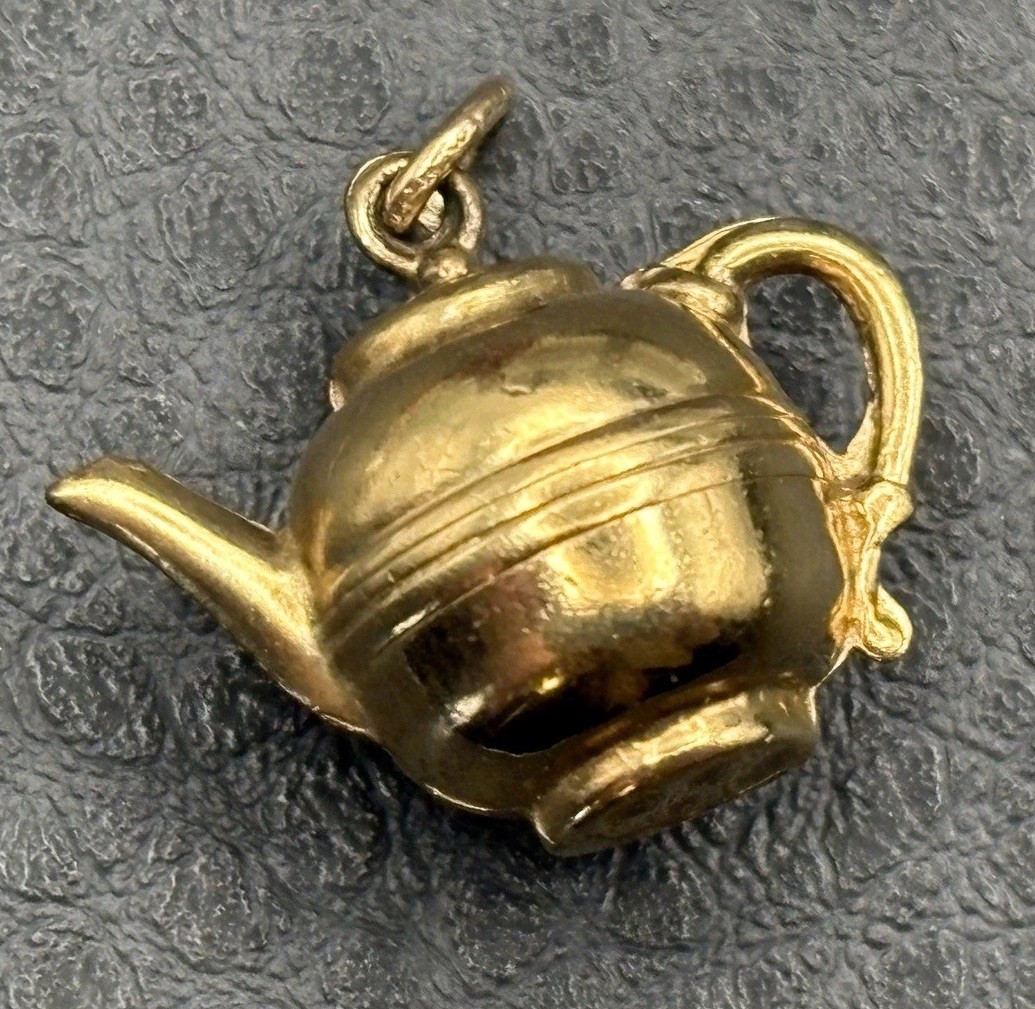 Vintage 12K Gold Filled 3D Teapot Charm Or Pendant Figural