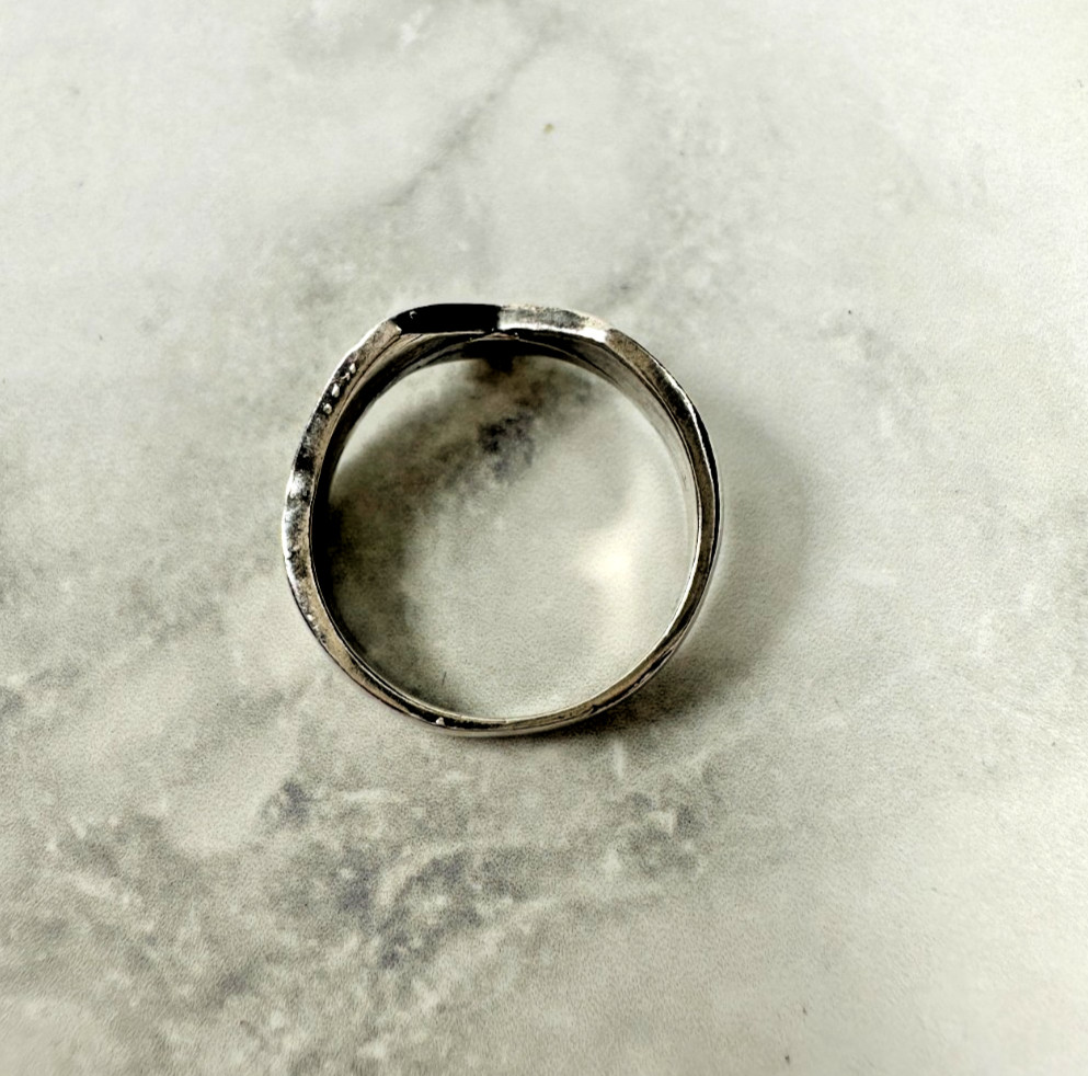Sterling Silver Crushed Turquoise Inlay Ring – Vintage Southwest – Size 4.25