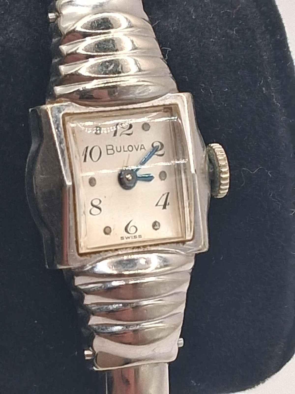 Vintage Bulova 10k Rolled White Gold Plate Manual Wind Ladies Watch Working