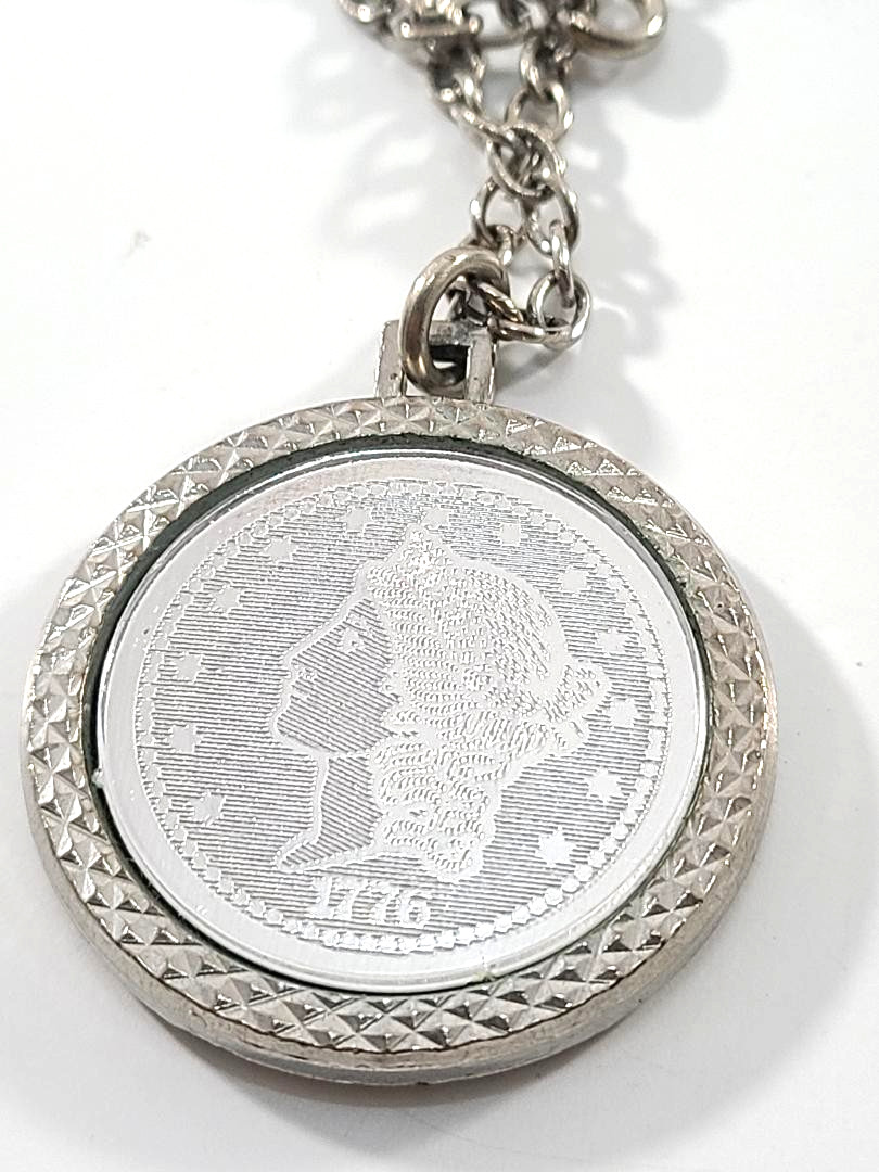 VTG Bi-Centennial Silver 20 Dollar Coin Replica Pendant Necklace