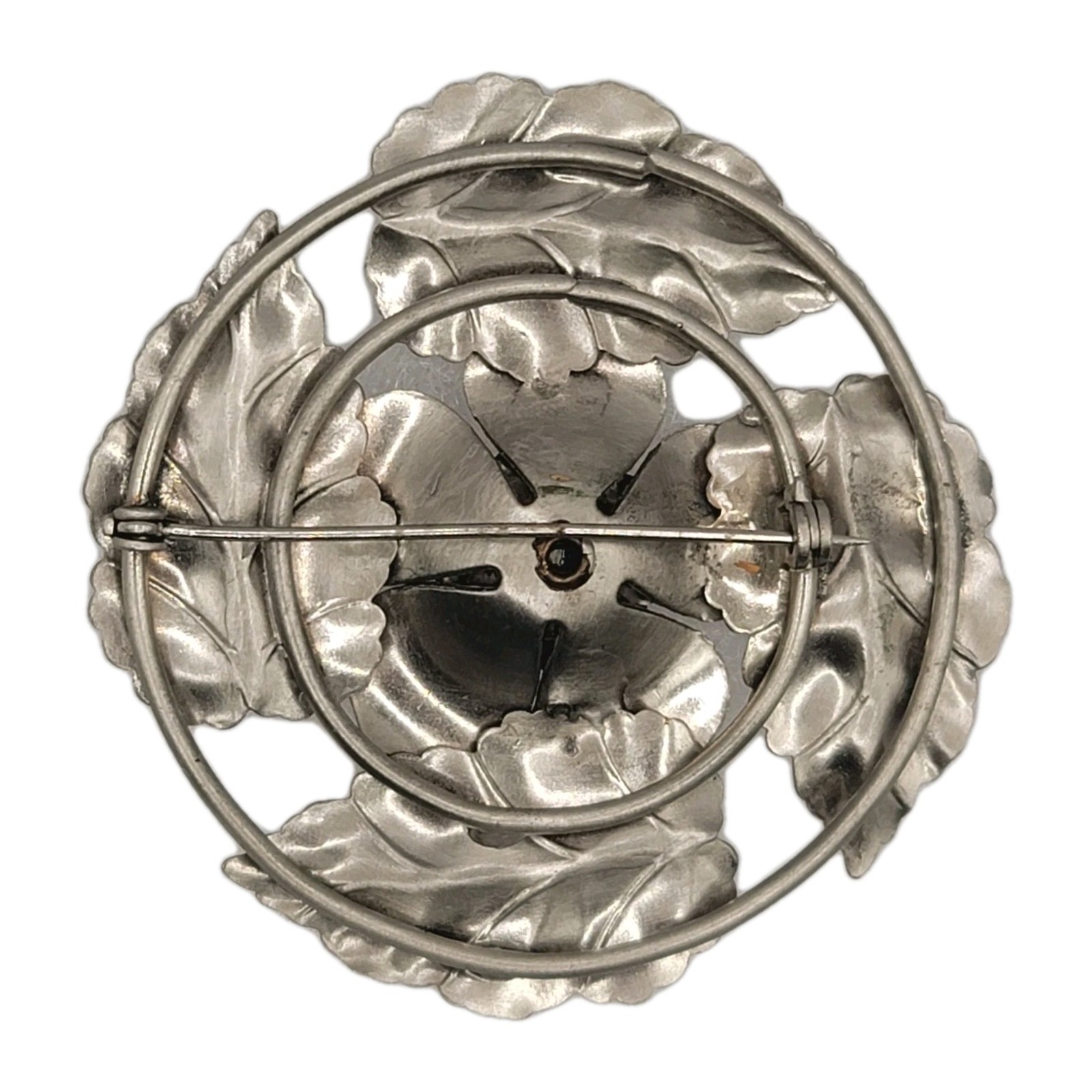 Vtg Flower Faux Pearl Center 3D Silver Tone Petals Gorgeous Detail 2.25 Inches