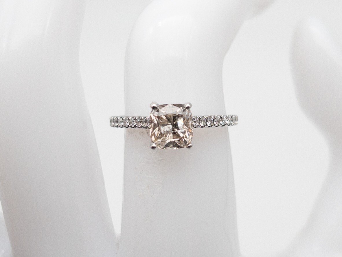 Designer $6000 1.75ct Champagne VS G Diamond 14k White Gold Wedding Ring